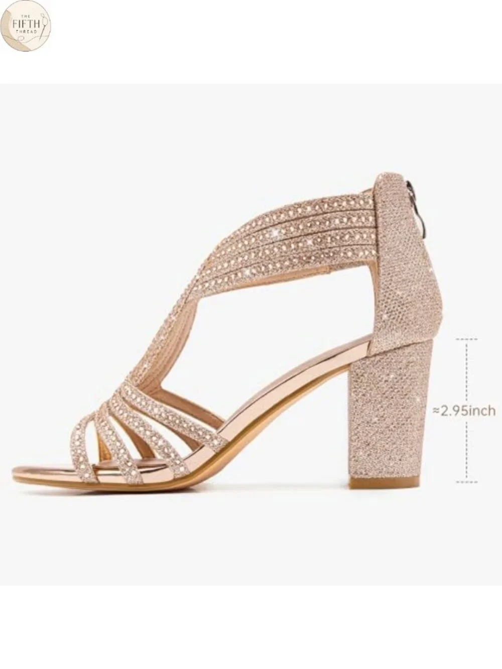 Rhinestone Chunky Block Heel Sandals Wedding Party Heels